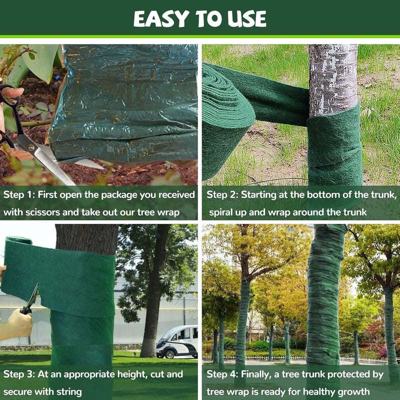 Riare 4 Pack Tree Wraps to Protect Bark for Winter- Total 260 Feet Cold-Proof Tree Trunk Guard Wrap Protection for Damaged Bark, Tree Protectors from Deer Animals, Frost, Freeze - Image 5